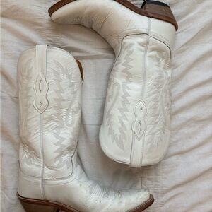 White Leather Cowboy Boots